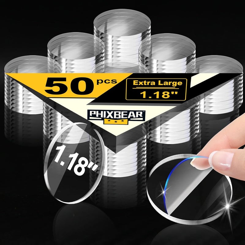 PHIXBEAR Extra Large 1.18" Mounting Putty for Walls Removable, Poster Hanging Putty for Walls No Damage, Sticky Putty Clear Museum Tack, Strong Double Sided Tape Fixed Picture Decor Craft, 50 Pcs - Image 1
